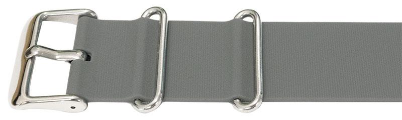 Correa de reloj militar NATO de silicona/goma gris de 18 mm