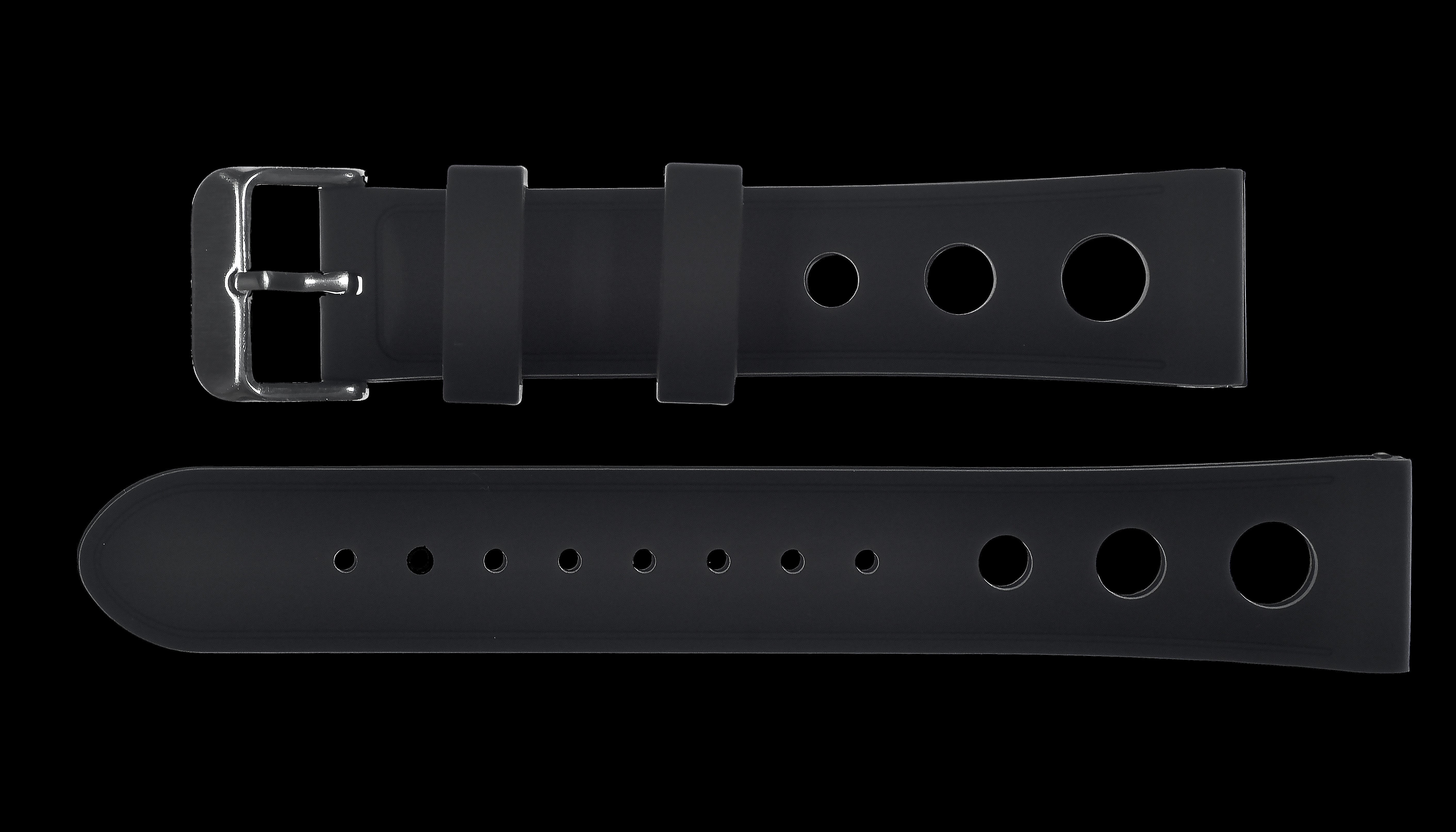 Schwarzes Silikon-Rallye-Muster Uhrenarmband geeignet für eine Vielzahl von Modellen mit 20mm Bandanstoß