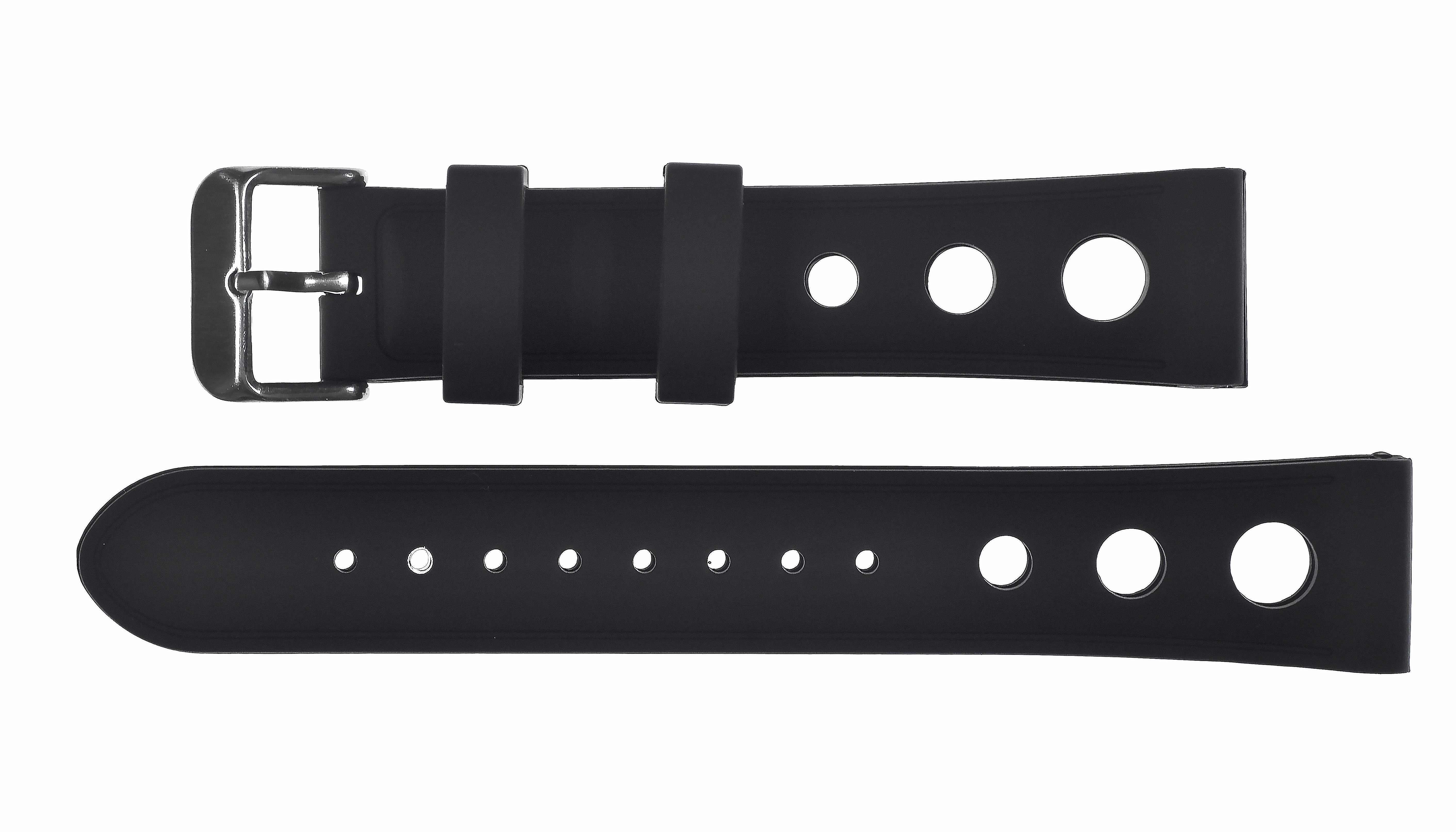 Schwarzes Silikon-Rallye-Muster Uhrenarmband geeignet für eine Vielzahl von Modellen mit 20mm Bandanstoß