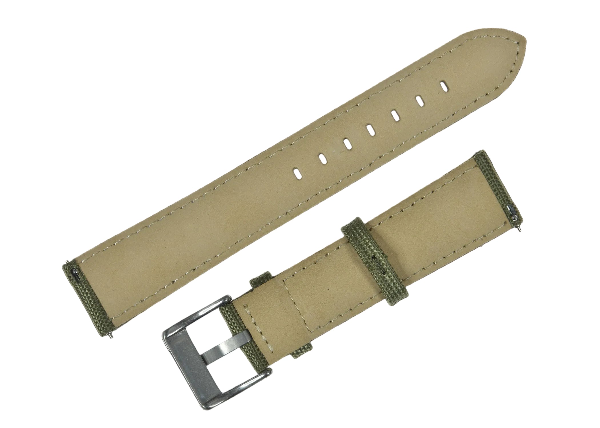 Correa de reloj de tela de vela CORDURA® verde oliva de 22 mm