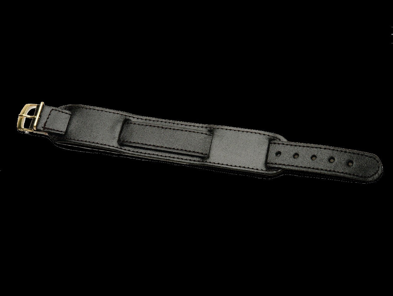 Schwarzes 1950er Muster 20mm Leder-Militär-Uhrenarmband mit Chromschnallen