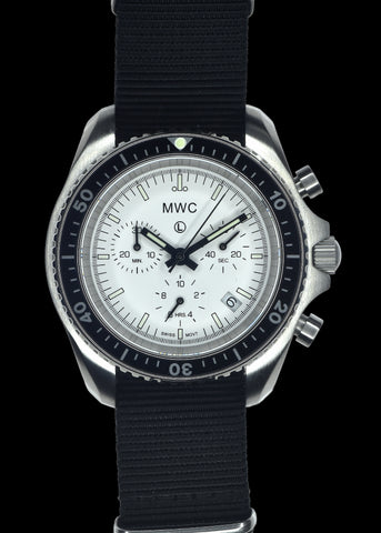 MWC Mechanical/Quartz Hybrid NATO Pattern Military Pilots Chronograph in Non Reflective Black PVD Finish with Sapphire Crystal