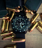 MWC NATO Pattern Stainless Steel Military Pilots Chronograph with Sapphire Crystal and Swiss Ronda Movement - 12 Hour GMT Bezel and GTLS/Tritium Illumination