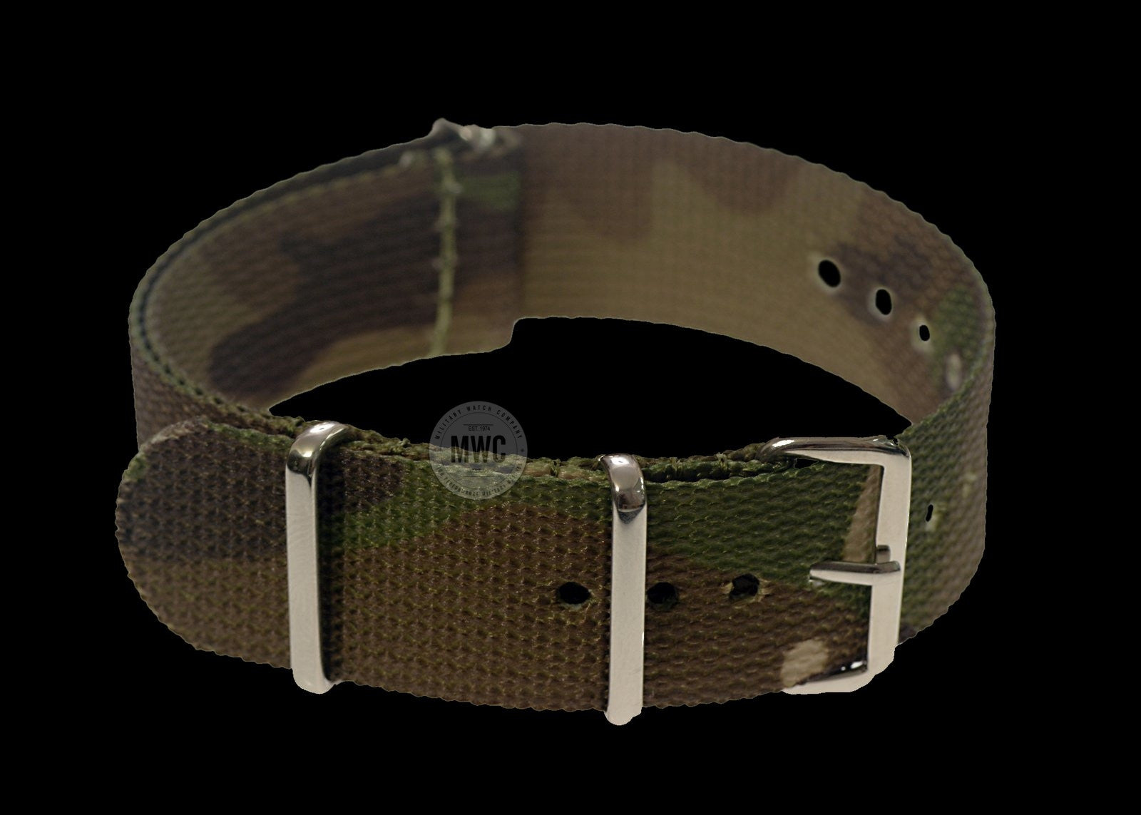 Correa de reloj militar NATO camuflaje woodland de 18mm