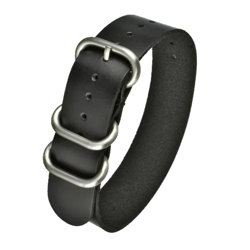 18mm Schwarzes Kalbsleder Zulu Militär-Uhrenarmband