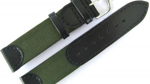 MWC 18mm Retro Leder und Stoff Kombination Uhrenarmband